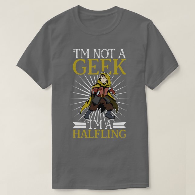 No geek D20 Roleplay Character Halfling T-Shirt (Design Front)