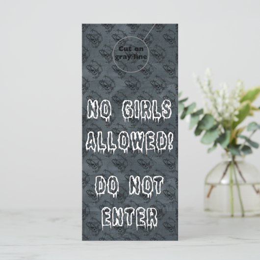 No girls allowed Door Hangers Party Favors (Standing Front)
