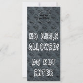 No girls allowed Door Hangers Party Favors (Front)