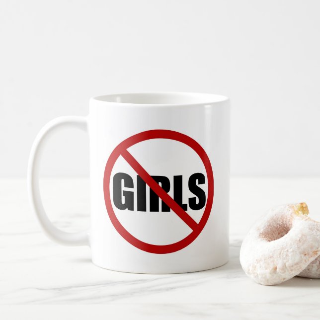 No Girls Allowed Sign Typography Mug (With Donut)