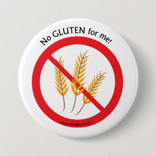 "No Gluten for me" allergy awareness badge Button