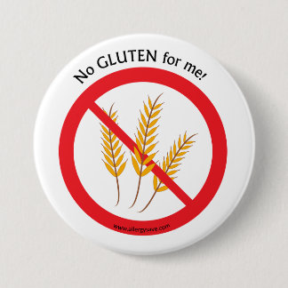 "No Gluten for me" allergy awareness badge Button
