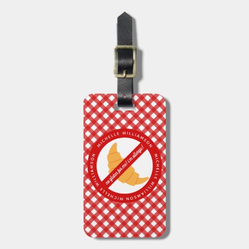 No gluten for me _ Gluten Allergy Warning _ Plaid Luggage Tag
