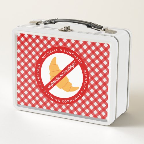 No gluten for me _ Gluten Allergy Warning _ Plaid Metal Lunch Box