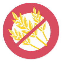 No Gluten or Wheat Food Allergy Celiac Alert Classic Round Sticker