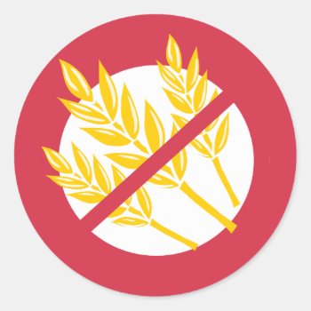 No Gluten Or Wheat Food Allergy Celiac Alert Classic Round Sticker by LilAllergyAdvocates at Zazzle