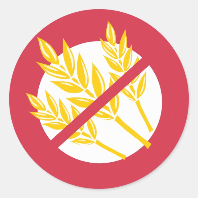 No Gluten or Wheat Food Allergy Celiac Alert Classic Round Sticker (Front)