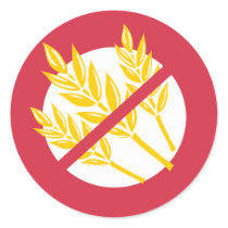No Gluten or Wheat Food Allergy Celiac Alert Classic Round Sticker