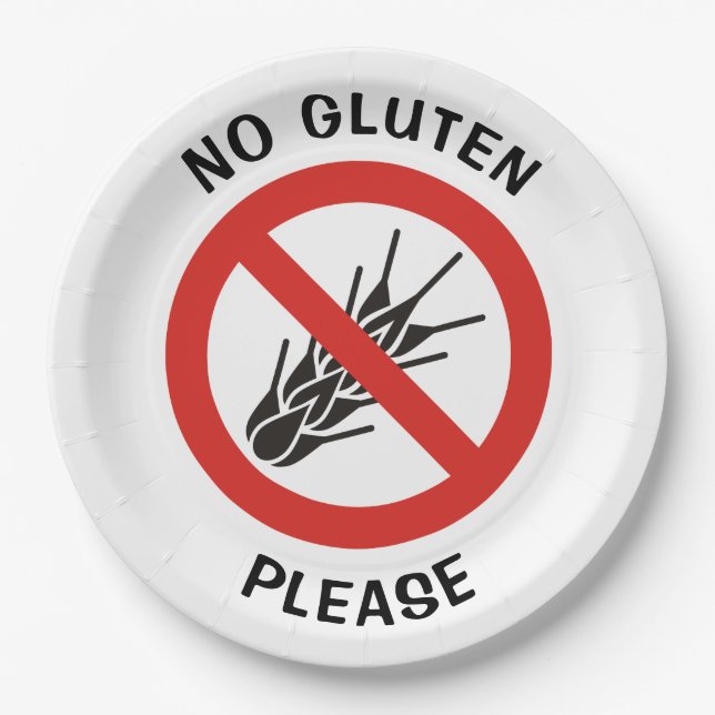 No Gluten Sign Paper Plates (Front)