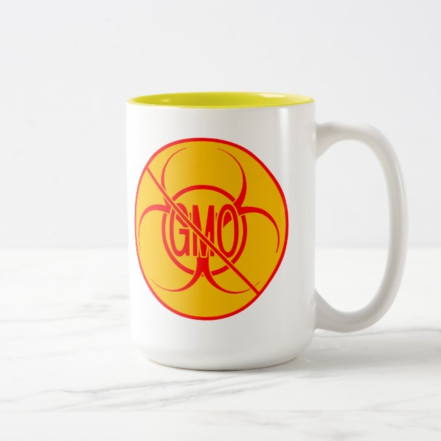 No GMO Coffee Mug Biohazard Warning GMO Cup Mugs (Right)