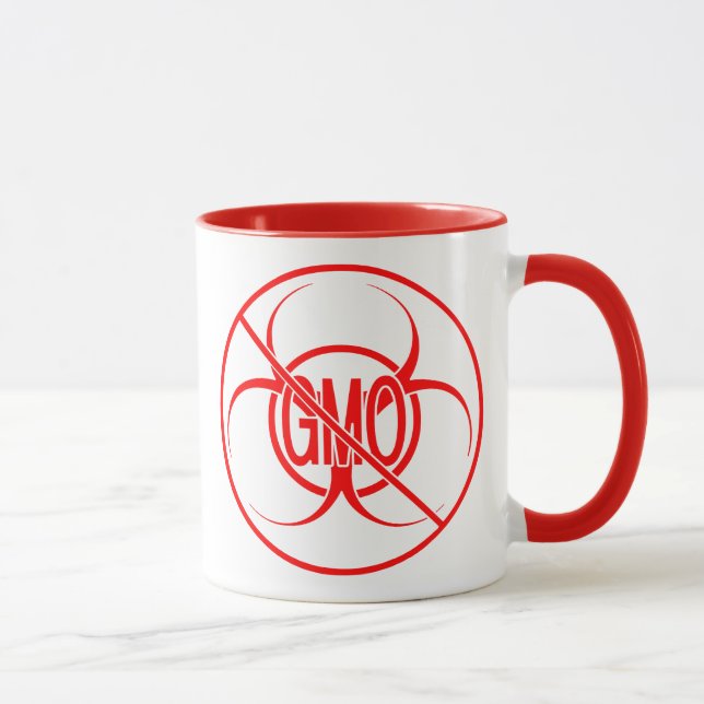 No GMO Coffee Mug Biohazard Warning GMO Cup Mugs (Right)