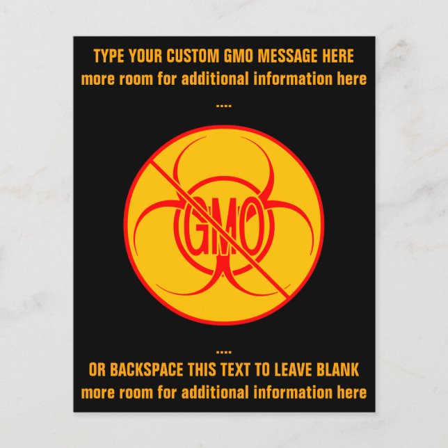 No GMO Flyers Biohazard Personalized GMO Flyers (Front)