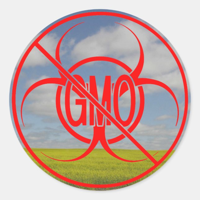 No GMO Stickers Biohazard Warning GMO Stickers (Front)