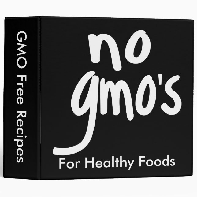 No GMO's Black Recipe Note Album 3 Ring Binder (Front/Spine)
