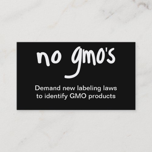 No GMOs Eat Healthy Food Promotion Black Business Card