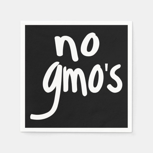 No GMO's for Heathy Food Promotional Black Paper Napkins (Front)