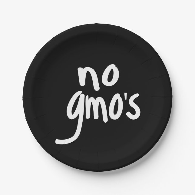 No GMO's for Heathy Food Promotional Black Paper Plates (Front)
