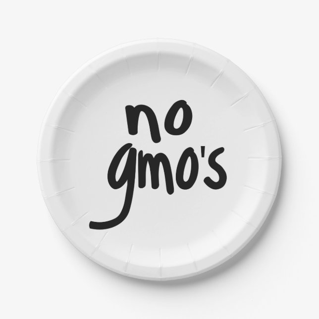 No GMO's for Heathy Food Promotional white Paper Plates (Front)