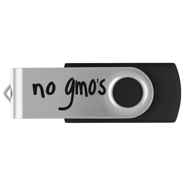 No GMO's Promote Healthy Foods White USB Flash Drive (Back)