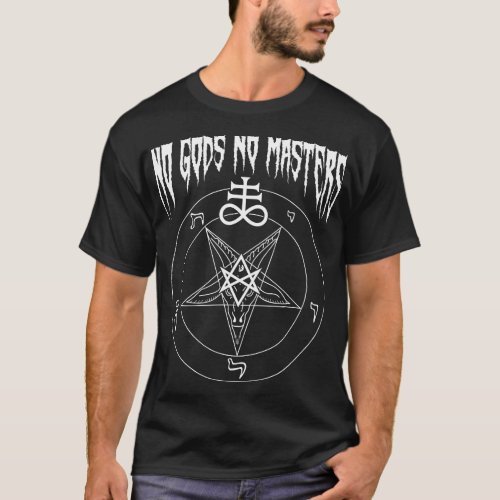 No Gods No Masters Satanic Baphomet Devil T_Shirt