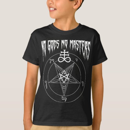 No Gods No Masters Satanic Baphomet Devil T_Shirt