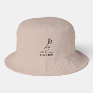 No Golf Today Funny Sad Girl Stick Figure  Bucket Hat