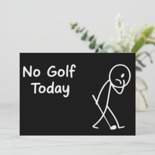 No Golf Today Funny Sad Golfer Figure Humor Invitation (Standing Front)