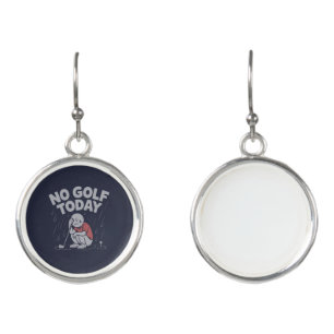 No Golf Today Funny Sad Stickman Golfer Earrings