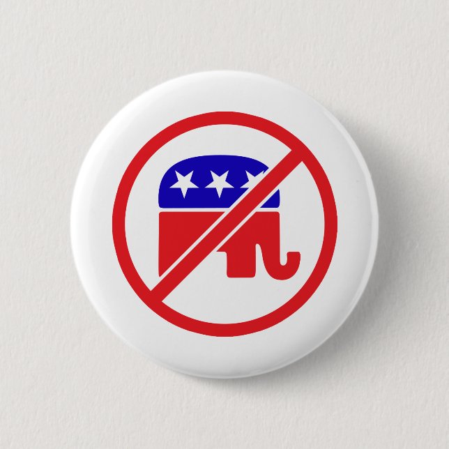NO GOP - ANTI REPUBLICAN ELEPHANT BUTTON (Front)