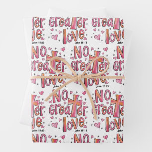 No Greater Love Jesus Valentine Christmas Christia Wrapping Paper Sheets