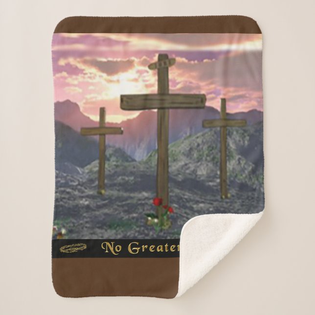 No Greater Love John 3:16 Sherpa Blanket (Front)