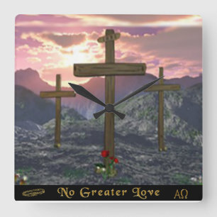 No Greater Love John 3:16 Square Wall Clock
