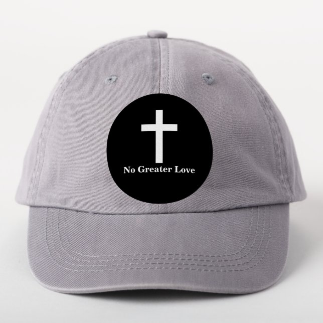 No Greater Love White Cross Christian Patch (On Headwear)