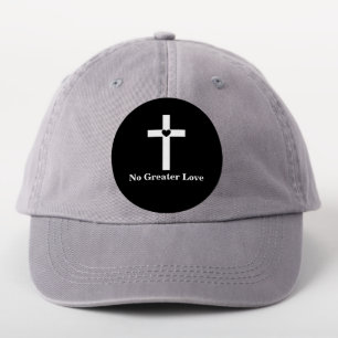 No Greater Love White heart Cross Christian Patch