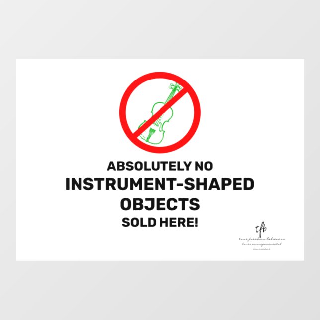 No Green Violins Local Music Store Window Cling (Sheet)