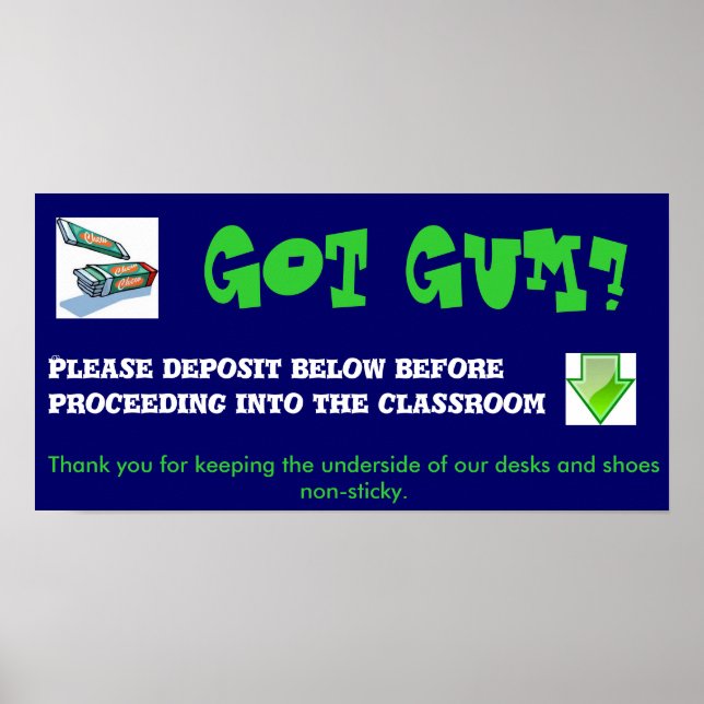No gum chewing poster (Front)