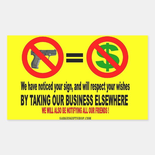 NO GUN, NO MON RECTANGULAR STICKER (Front)