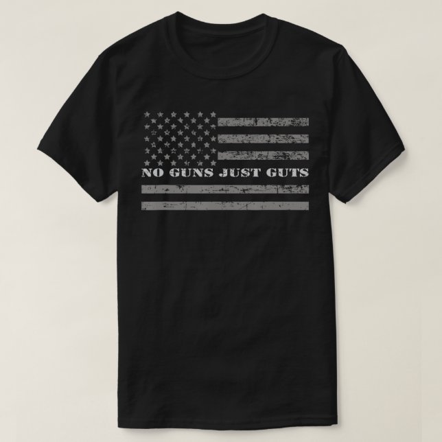 No Guns Just Guts Correctional Officer Flag  T-Shirt (Design Front)