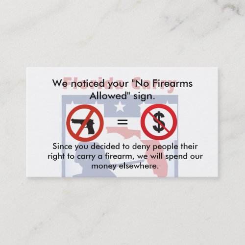 No guns no money business card
