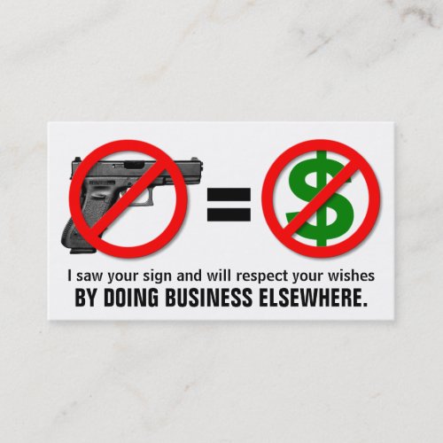 No Guns No Money Customizable Business Card