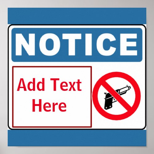 No Guns on Premises add text Sign