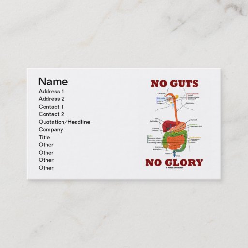 Customizable No Guts No Glory (Digestive System Anatomy) Business Card Template