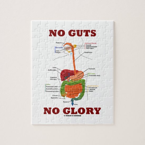 No Guts No Glory (Digestive System Humor) Jigsaw Puzzle