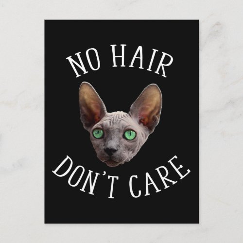 No Hair Dont Care Funny Sphynx Cat Postcard