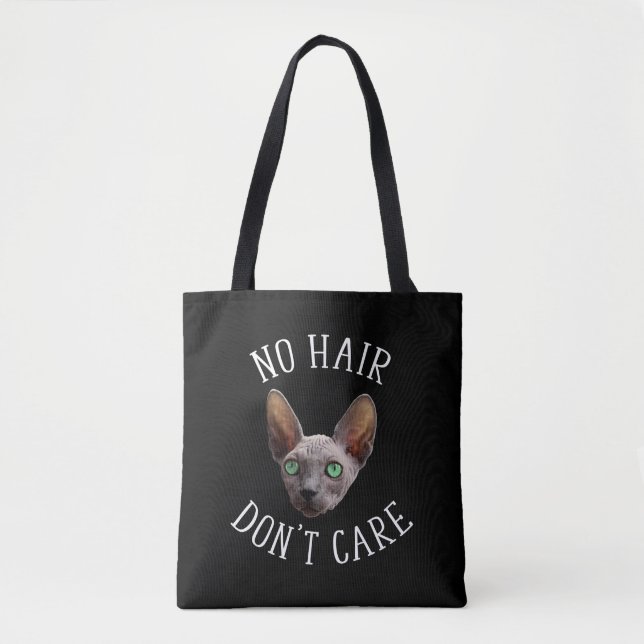 No Hair Don't Care Funny Sphynx Cat Tote Bag (Front)