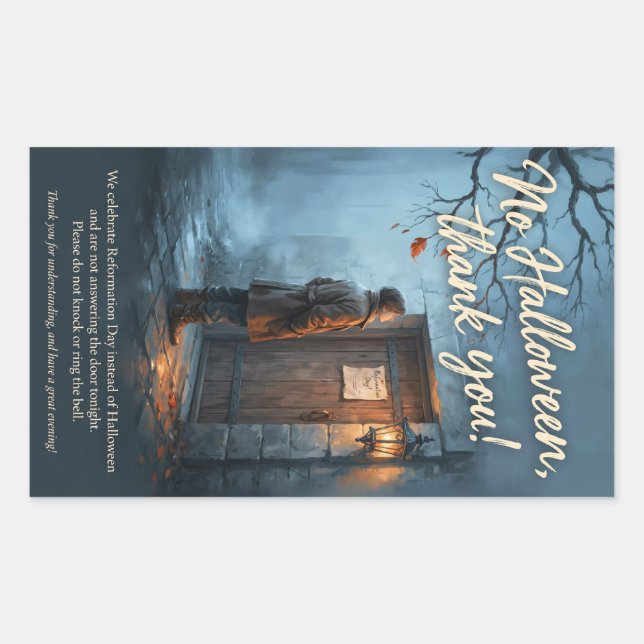 No Halloween, Reformation Day Rectangular Sticker (Front)