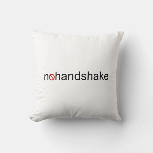No Handshake Throw Pillow (Front)