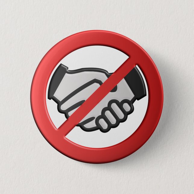 No Handshakes Please Button (Front)