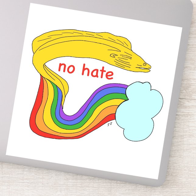 No hate moray eel sticker (Detail)