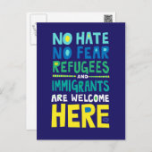 No Hate No Fear Refugees & Immigrants Welcome Here Postcard (Front/Back)